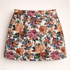 Zara Basic Floral Tapestry Mini Skirt M Jacquard Cottagecore Dark Academia Poet